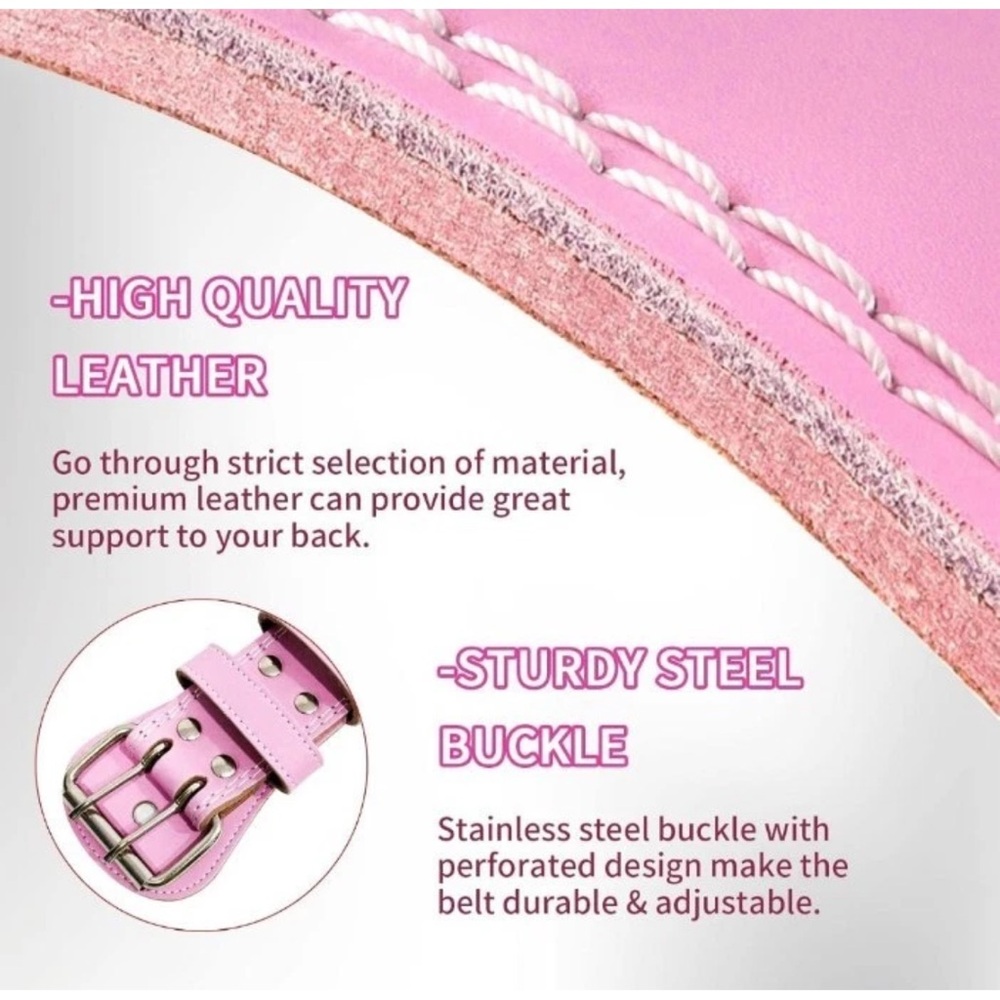 Pink Leather Weight Belt Emazerom Weight Lifting Belt For Ladies Size Large - Picture 11 of 11